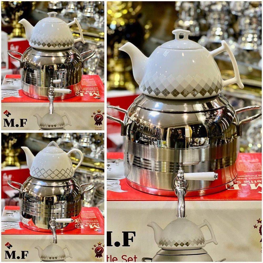 کتری و قوری استیل M.F طرح ترک - Image 2